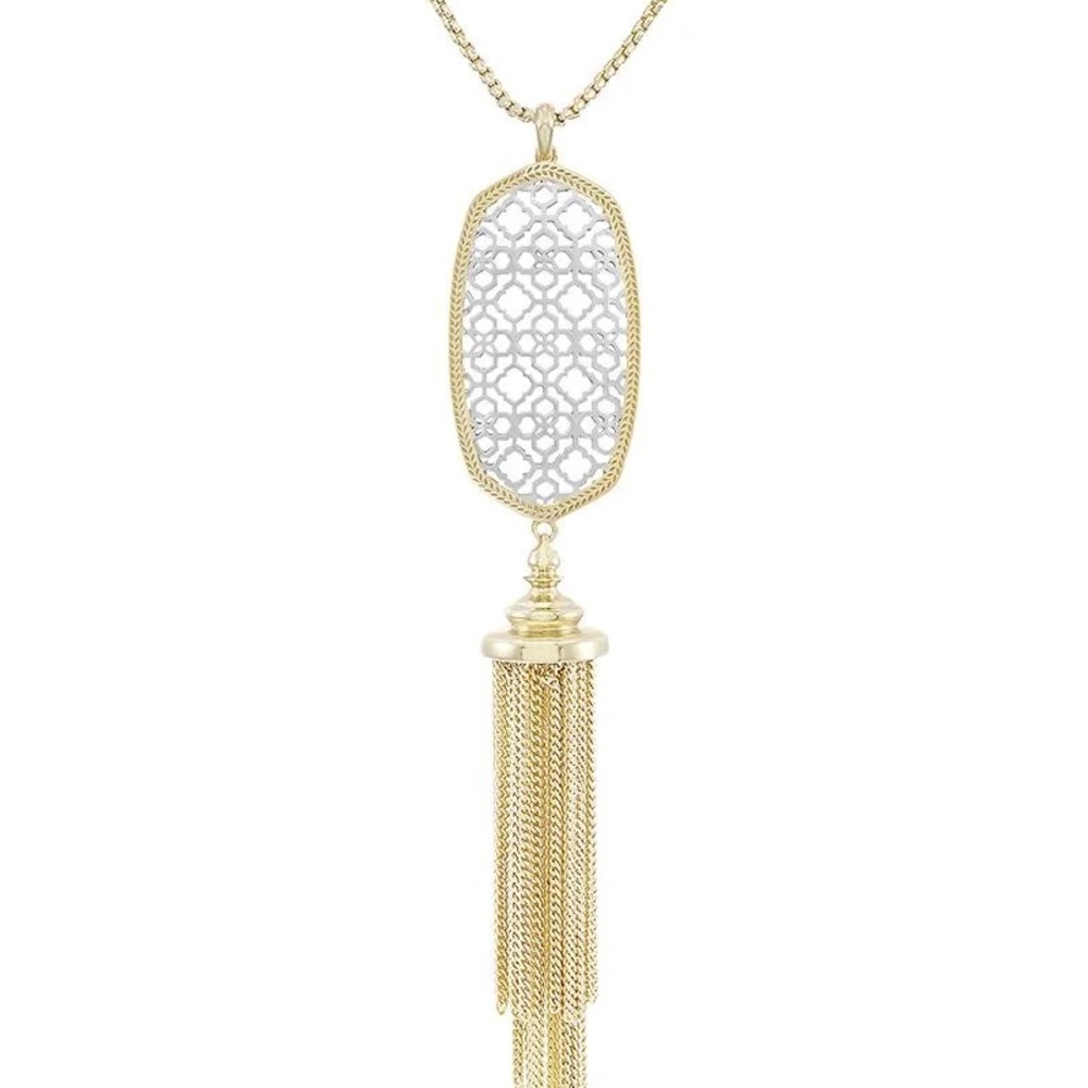 KENDRA SCOTT Benning Tassel Necklace - Gold and Silver Filigree
